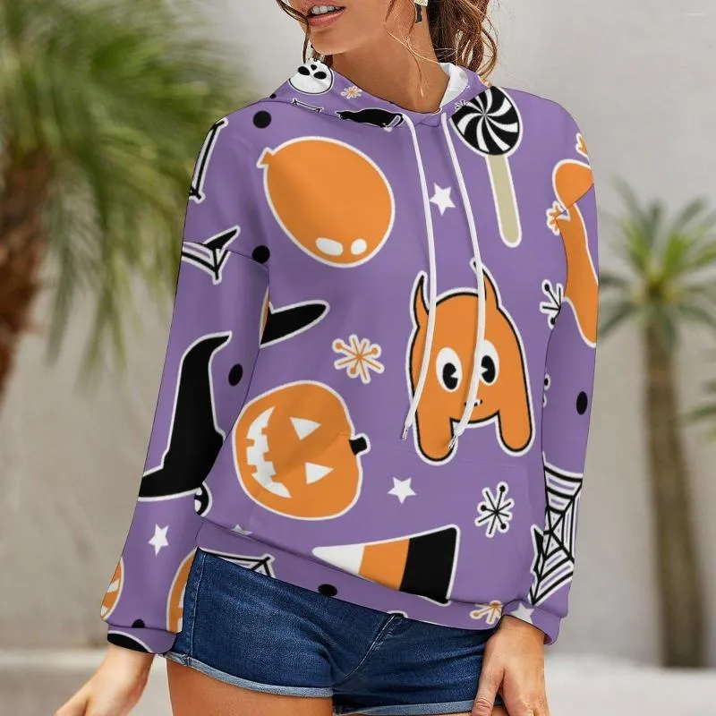 Women's Hoodies Halloween Plus Size Women's Pumpkin Print Sweatshirts Harajuku Kawaii Oversized Hoodie Woman Clothes