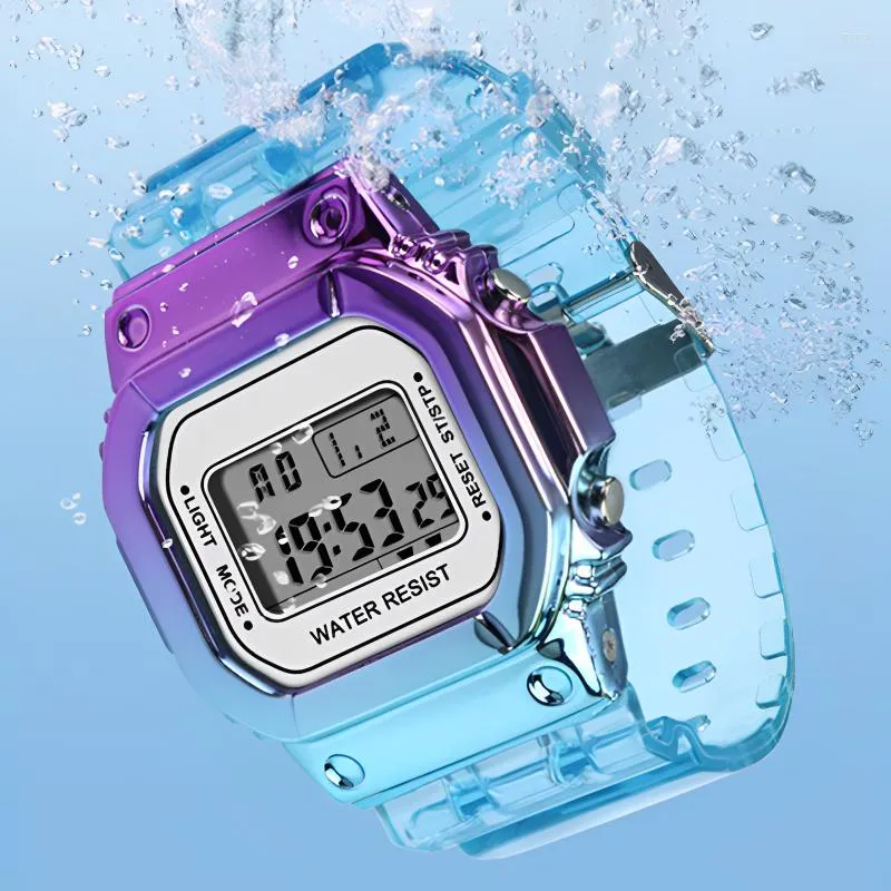 Relojes de pulsera para hombre y mujer, reloj deportivo Digital  transparente informal dorado, reloj de regalo para enamorados, reloj de  pulsera