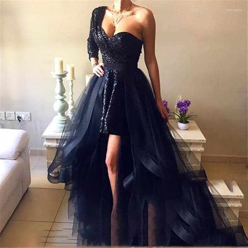 Gonne Gonna lunga in tulle nera da ballo Gonna lunga arricciata Saias Longa Jupe Femme Hi Low Maxi Donna Adulto asimmetrica