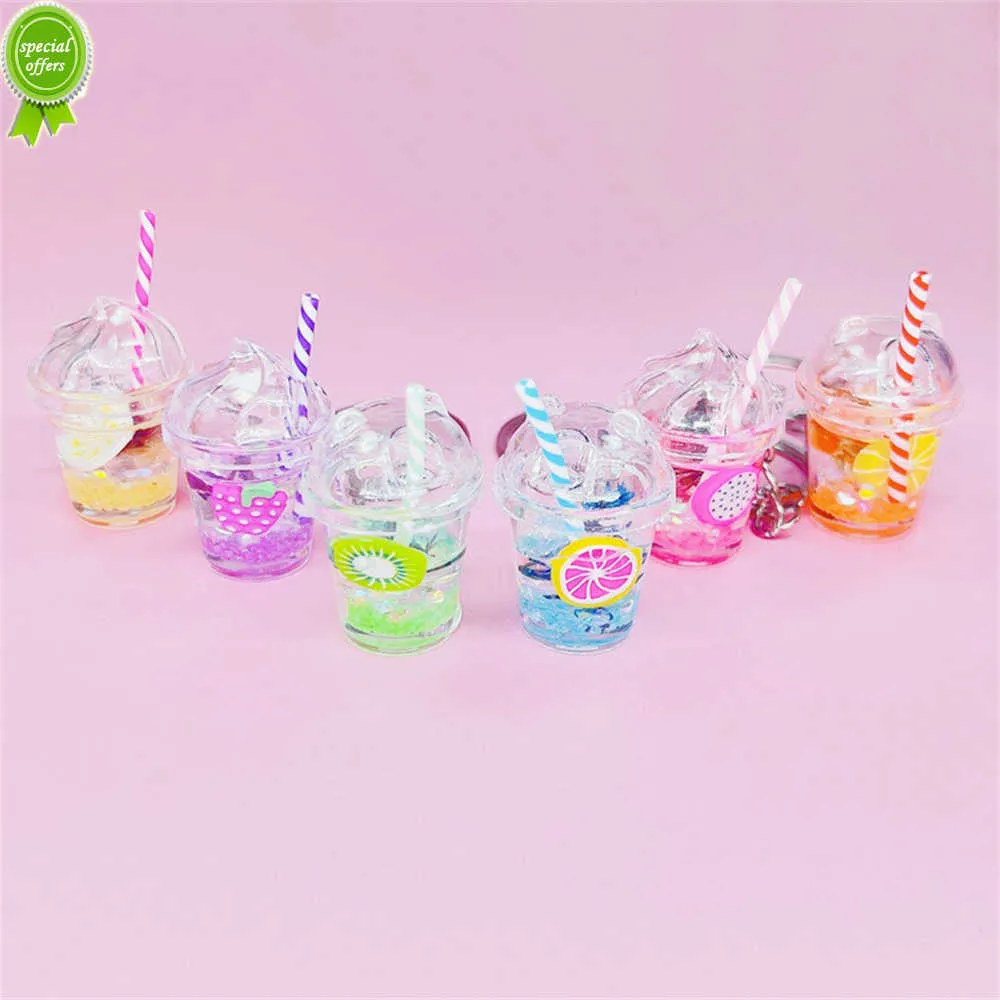 Ny ny kreativ mini lysande mjölkbubbla te cup nyckelring för kvinnor flickor söta väska ornament bil nyckelhållare hängen leksak gåvor
