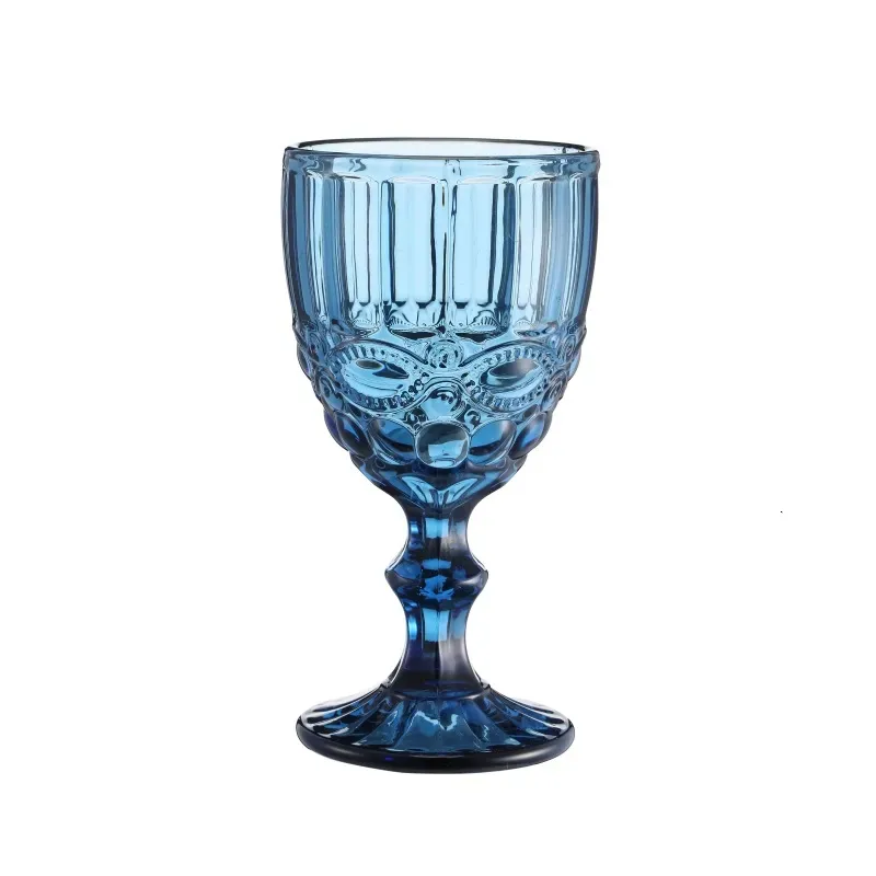 European Style Embossed Wine Glass Stained Glass Beer Goblet Vintage Wine Glasses Household Juice Drinking Cup Thickened