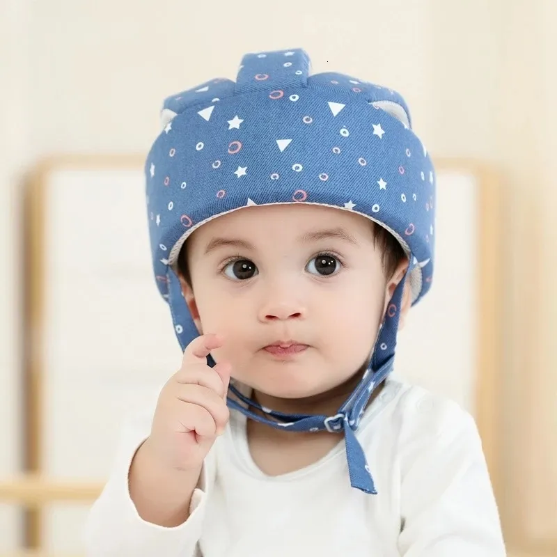 Caps Hats Cotton Infant Toddler Safety Helmet Baby Kids Head Protection Hat for Walking Crawling Baby Learns To Walk The Crash Helmet 230517