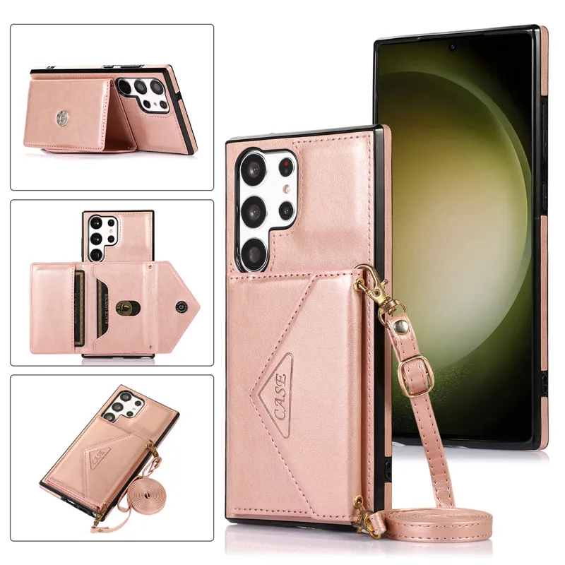 Ожерелье магнитное конверт Vogue Phone Cash для iPhone 14 13 Pro Max Samsung Galaxy S23 Ultra S22 плюс A52 A72 5G A13 A53 A33 LG Stylo 6 7 Card Slot Кожаный оболо