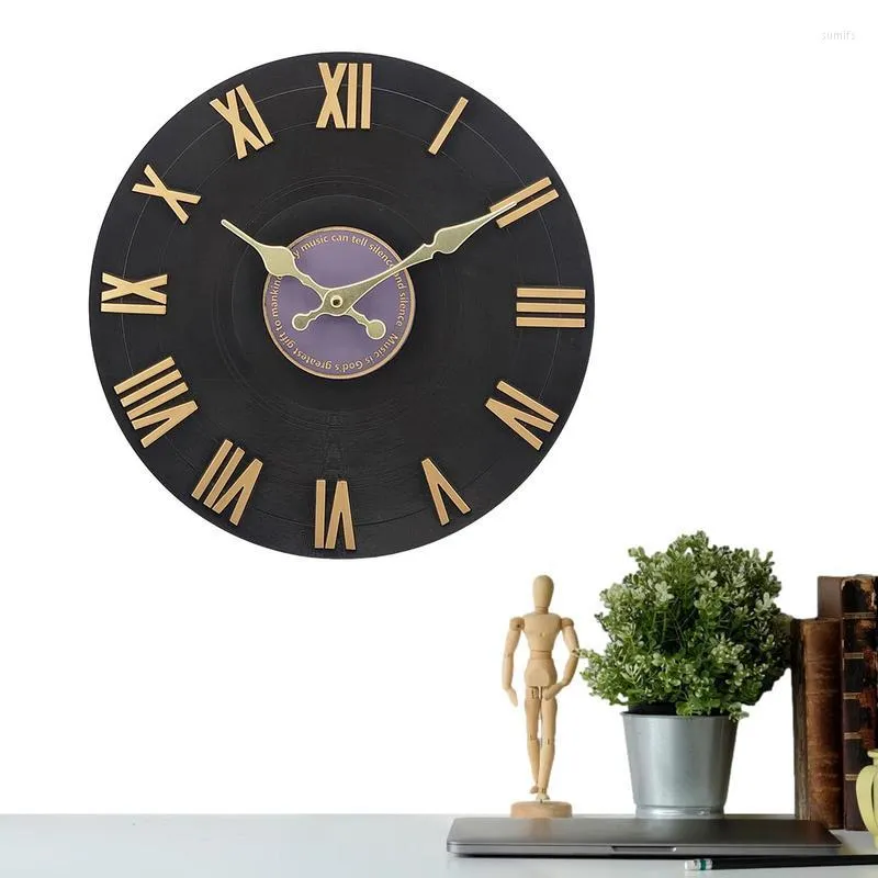 Relógios de parede grandes relógios ao ar livre redondo com numeral romano silencioso fácil de ler para cozinha