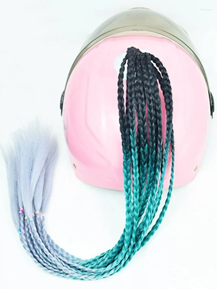 Casques de moto torsion avec ventouse casque cheveux pour perruque femme Punk tresses queue de cheval dreadlocks