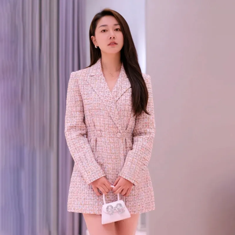 Pink Dress V Neck Boucle Mini Dress: Long Sleeve... From Shunlifacai669,  $161.18 In Bulk | DHgate.Com