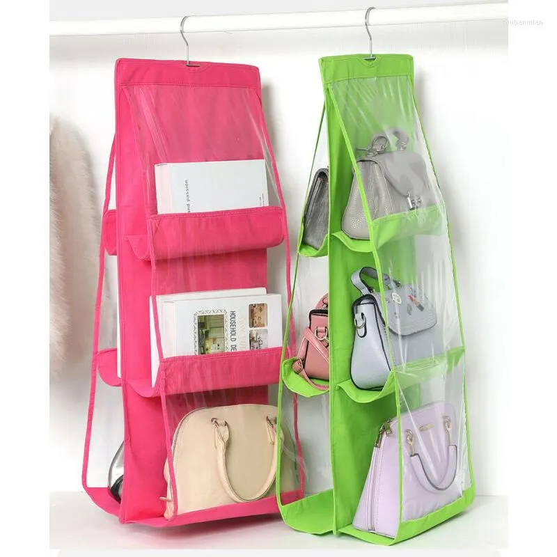 6 Pocket Foldable Storage Box With 3 Layer Shelf For Purse