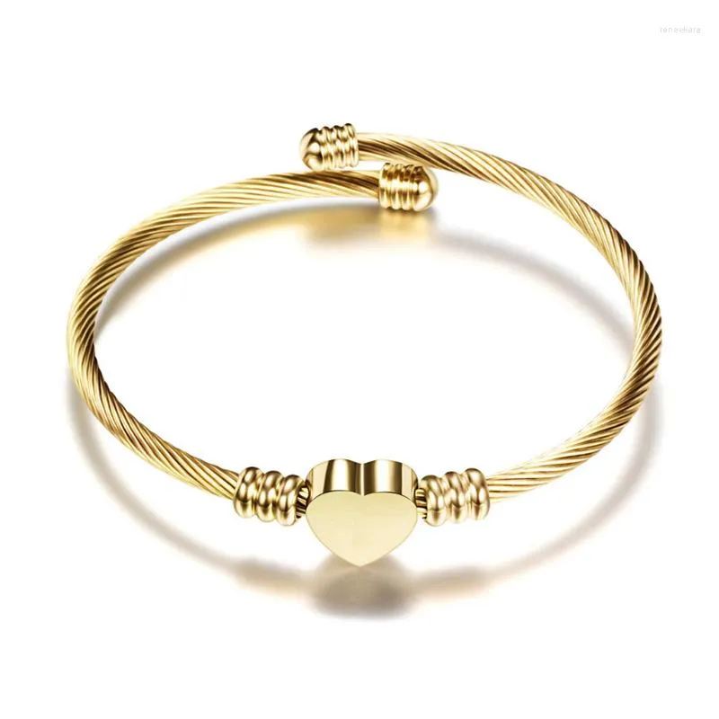 Pulseira de aço inoxidável pingente de coração abre as pulseiras de chão de arame pulseira de charme ajustável para mulheres acessórios de jóias de presente