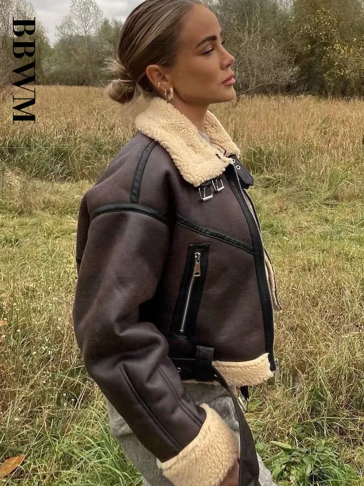 Vintage Faux Shearling Jacket For Women Thick Warm And Stylish Fluff Outerwear With Belt Hem Chic Outer Top Style 230518 From Cong02 36.13 DHgate.Com