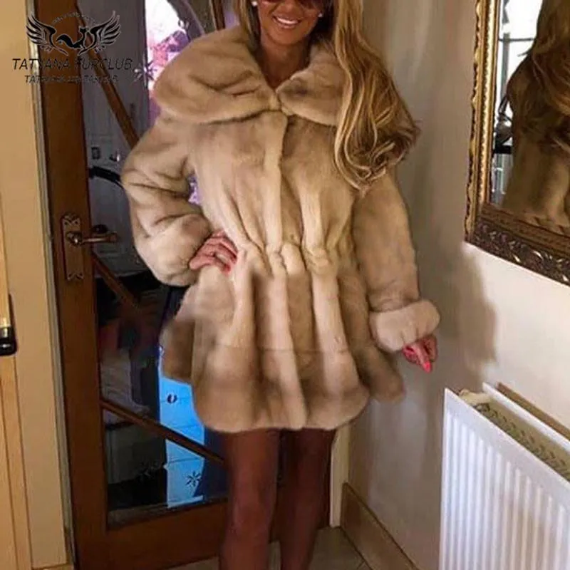 Mink coat with hood top