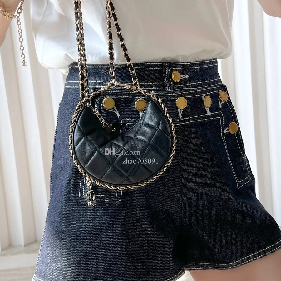 Genuine Leather Mini Crossbody Bag for Women 10A Designer Chain Bag Sheepskin Shoulder Handbag with Zipper Closure Diamond Lattice Pattern