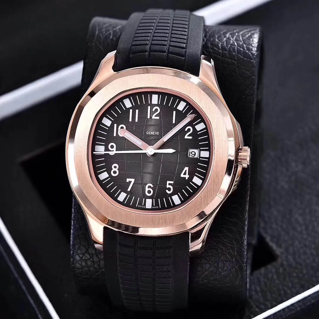 AAA MENS ZATWIENIK AUTOMATYCZNY STALE STALI NIERODZENIA KOMPERTY Gumowe pasek Oryginalny zapięcie Sapphire Glass Super Luminous Montre de Luxe