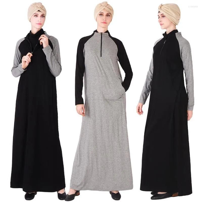 Etniska kläder dubai kvinnor muslimska långärmad maxi klänning islamisk jilbab kaftan casual lös bönrock vintage kalkon damer