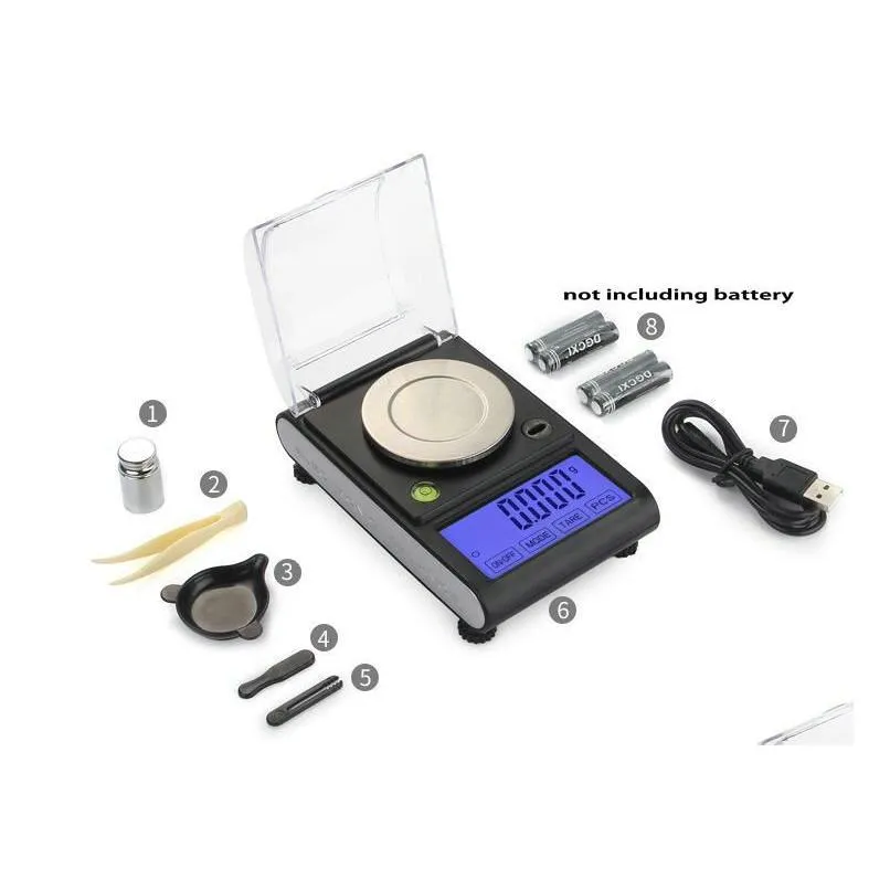 Weighing Scales Backlight 50G X 0.001G Electronic Lcd Touch Sn Digital Scale Jewelry Gold Diamond Gram With Tal Ncer Drop Delivery O Dhhm1