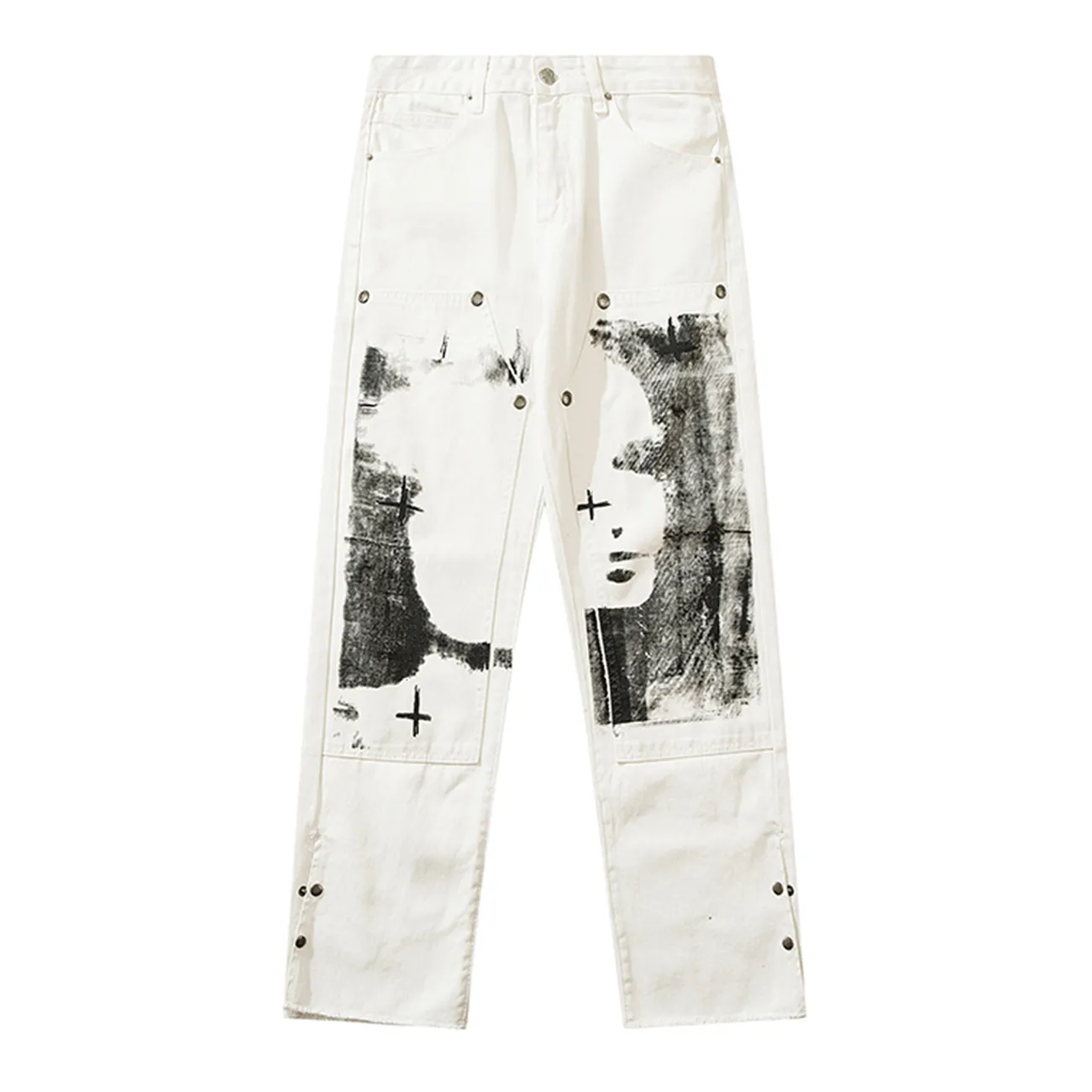 Men's Jeans LACIBLE Ink Splash Denim Pants Men Women Hip Hop Streetwear Harajuku Vintage Trousers High Street Baggy White 230517