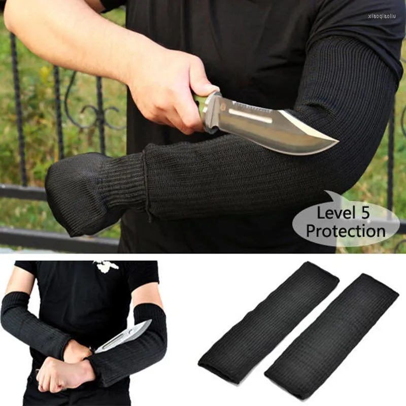 Knee Pads 1Pair Cut-Resistant Arm Guard Sleeve Outdoor Work Safety Protection Black Anti-cutting Protective Glove Sleeves