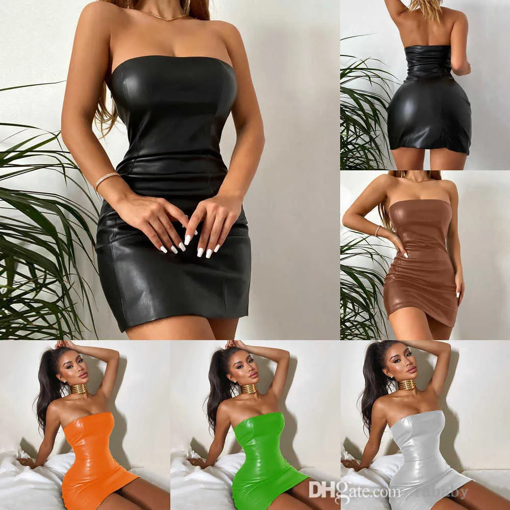 Vestidos Sexys Para Mujeres: Mini Vestido De Cuero PU Sin Espalda