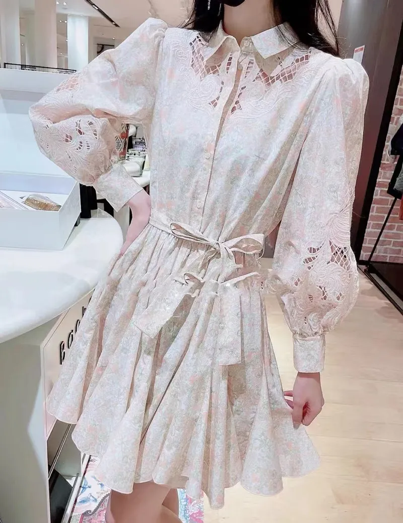 New 2023 Genuine M-Aje Women's Belted Tie Print Casual Shirt Shirt Dress for Women - Size S