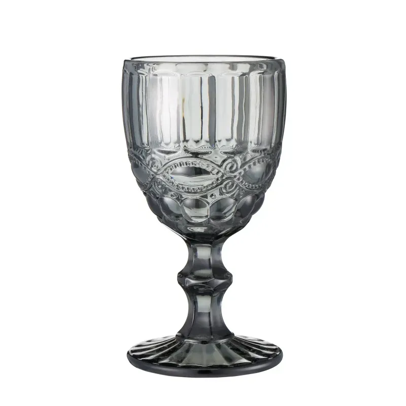 European Style Embossed Wine Glass Stained Glass Beer Goblet Vintage Wine Glasses Household Juice Drinking Cup Thickened