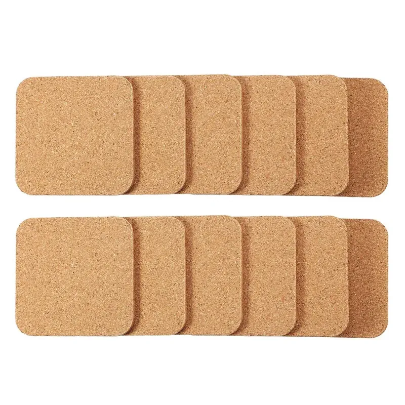 Party Gift Blank Cork Coasters Square Cup Mat Heat Insulation Coasters For Home DIY Tableware Decoration Durable Coaster