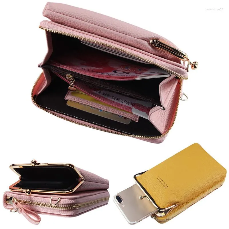 Midjepåsar plånbok kvinnor diagonal pu multifunktionell mobiltelefon koppling väska damer handväska stor kapacitet resekorthållare pass