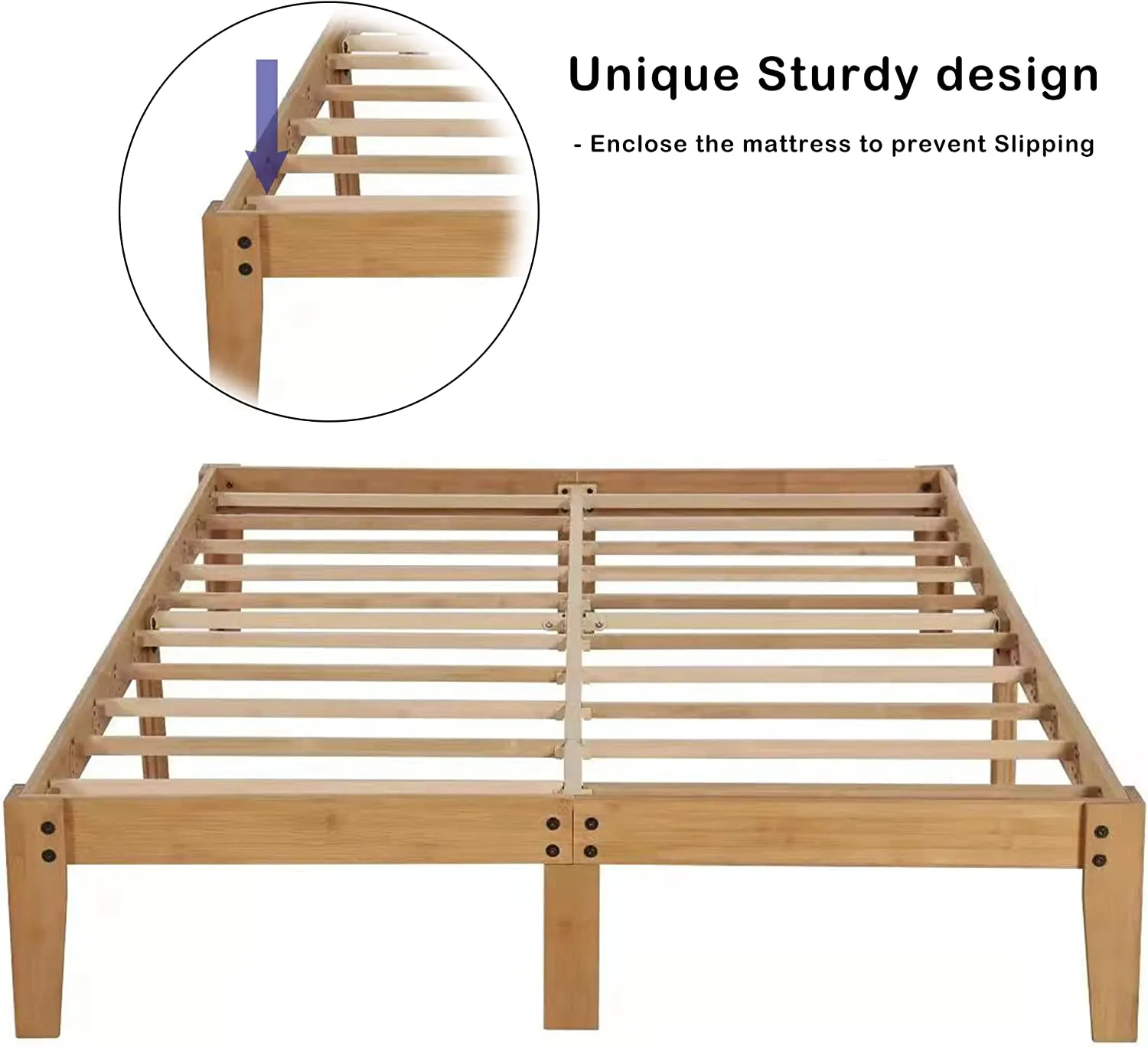 Estructura de cama Marco de Cama Somier de Cama madera maciza de