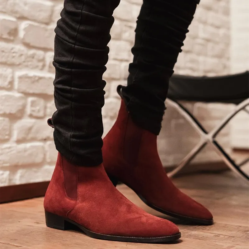 Mens red chelsea boots on sale