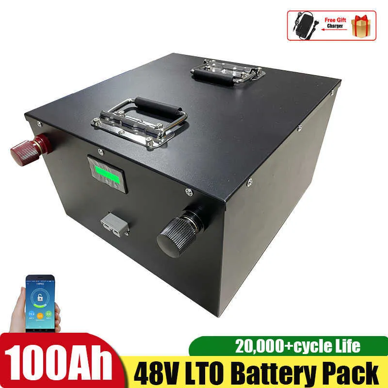 SEENRUY 48V 100AH LTO Rechargeable 48V 100Ah pas 80Ah Lithium Titanate Batterie pour RV EV Autocaravanes Système Solaire + Chargeur 10A