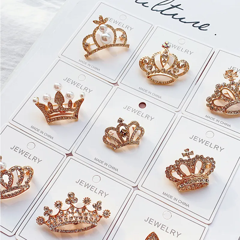Fashion Crown Brooch For Women Vintage Zircon Crystal Luxurious Jewelry Girl Princess Gift