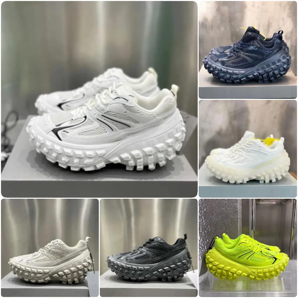 Designer obrońcy Sneakers opona opona swobodne buty platforma beżowa czarna szara armia armii zielona marynarka wojenna uwielbia męskie trenerzy