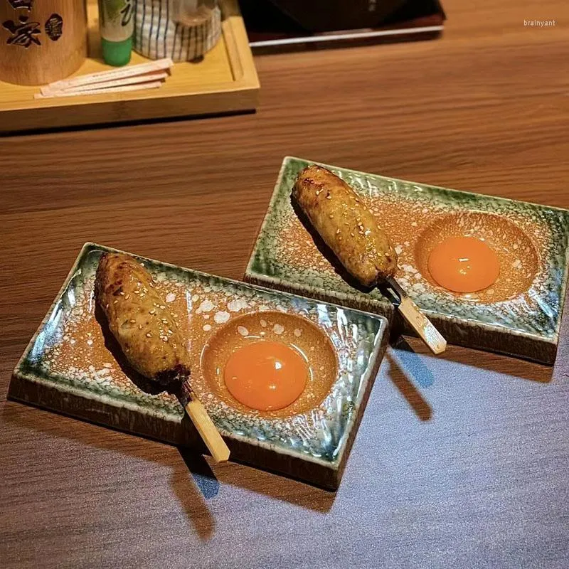 Placas Cerâmica Japonês Dish Kaiseki Cozinha Yakitori Sushi Sushi Plate Rectangle Restaurante Aperto utensílios iniciais