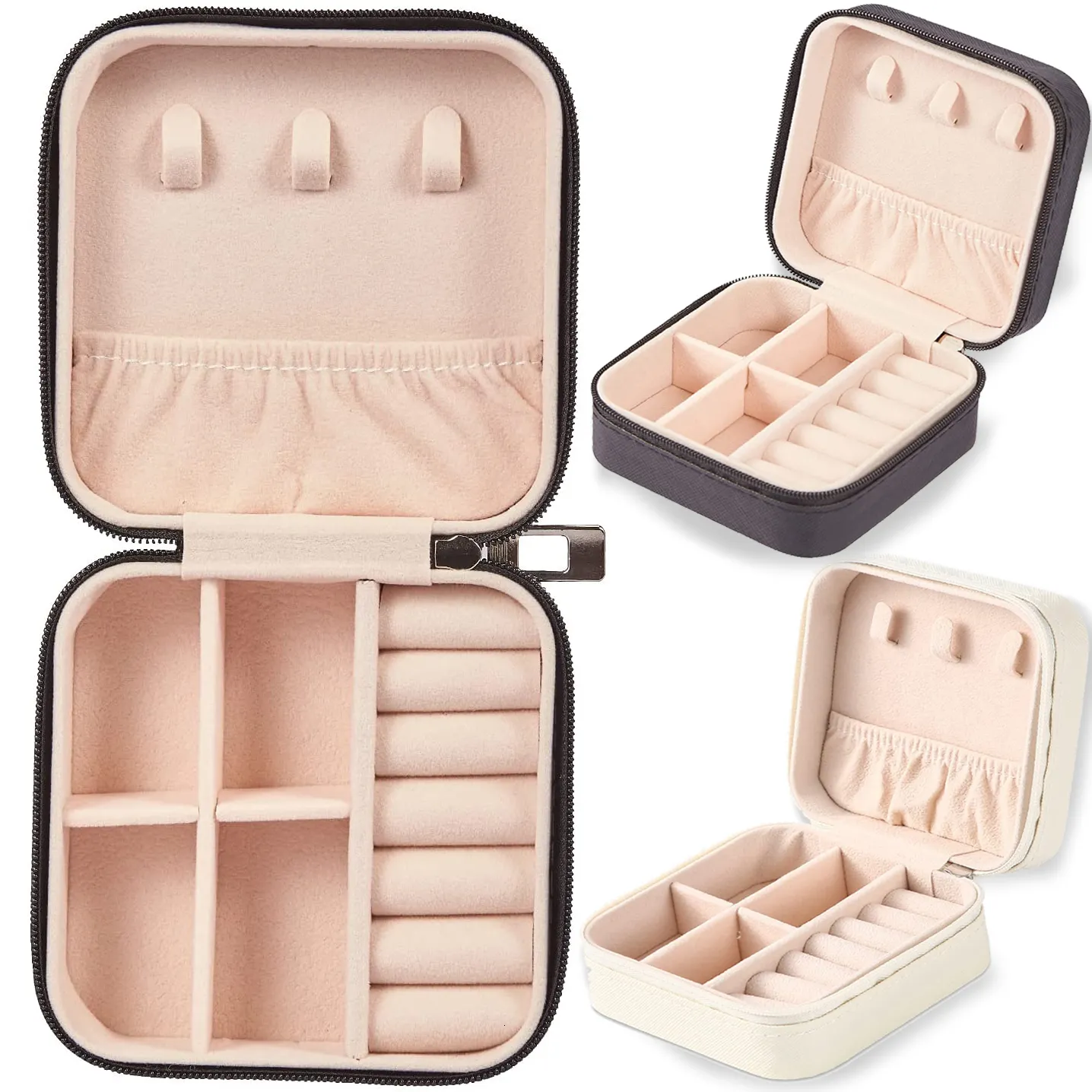 Jewelry Stand Storage Box PU Leather Display Organizer Zipper Case Travel makeup bag Earring Holder Boxes 10105cm 230517