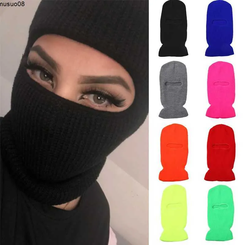 Beanie / Skull Caps Unisex Full Face Cover 1 Hole Ski Mask Balaclava Berretti Cappelli per uomo Donna Army Tactical Cs Cappello lavorato a maglia antivento Winter Warm Caps J230518