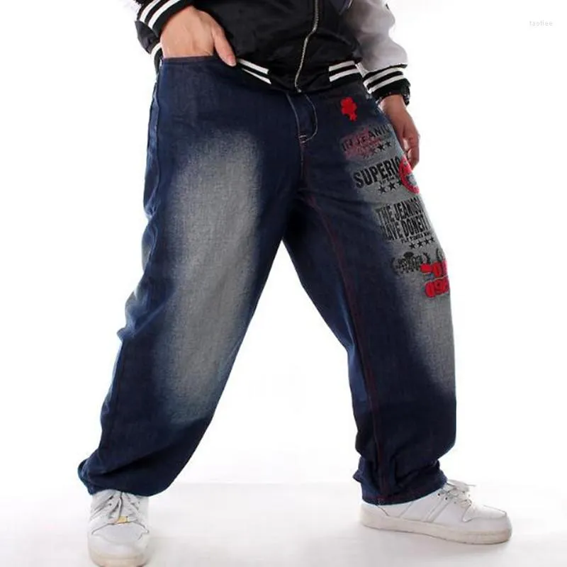 Herenjeans Loose Hip Hop Men Europeaan Amerikaans merk Hip-Hop Trend Denim Pants Plus Maat 42 44 46