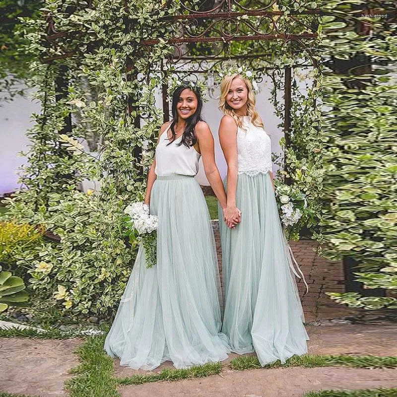 Rokken faldas mint groen lange tule saias mulher bruidsmeisje rok tutu vloer lengte hoge kwaliteit