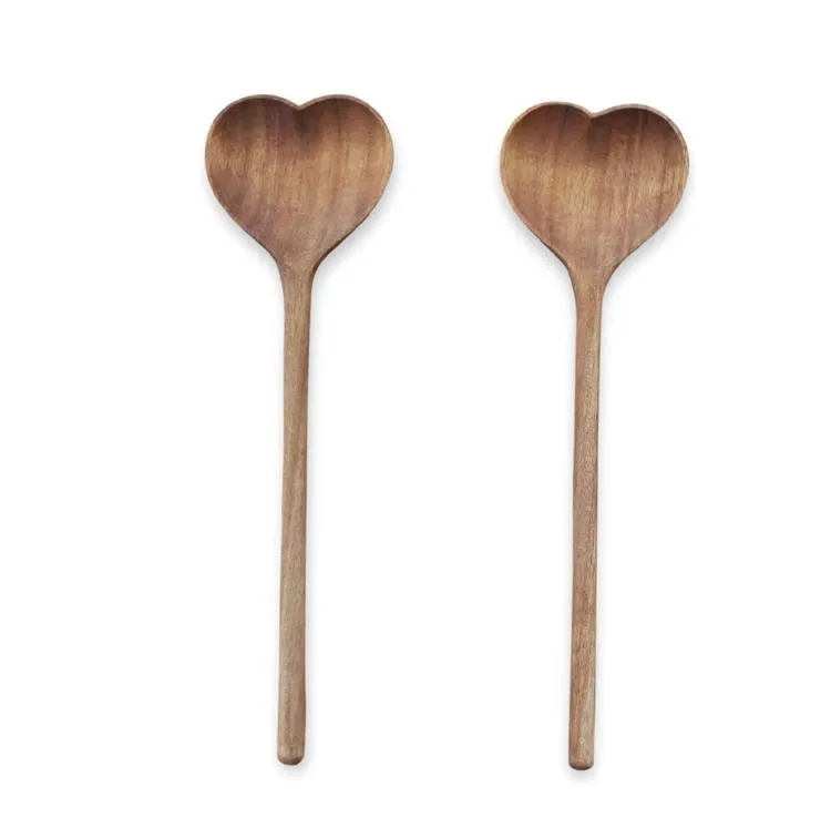 Heart Arc Wooden Spoon Serving Spoons Wooden Stirring Dinner Drink Soup Dessert Coffee Baking Wooden Mixing Teaspoon Measuring SN5235