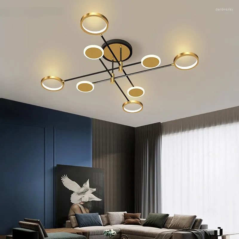 Lampadari Lampada a sospensione a LED Lampadario in alluminio con struttura in oro per soggiorno Sala da pranzo Camera da letto Apparecchi di illuminazione per interni moderni