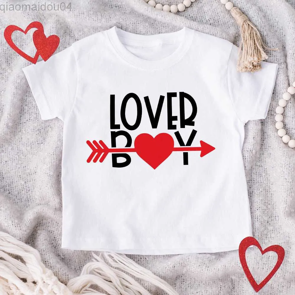 T shirt San Valentino Kid Boys T Shirt Lover Boy Stampato Camicie per bambini Festa di San Valentino Nuovi vestiti Bambini T shirt carine San