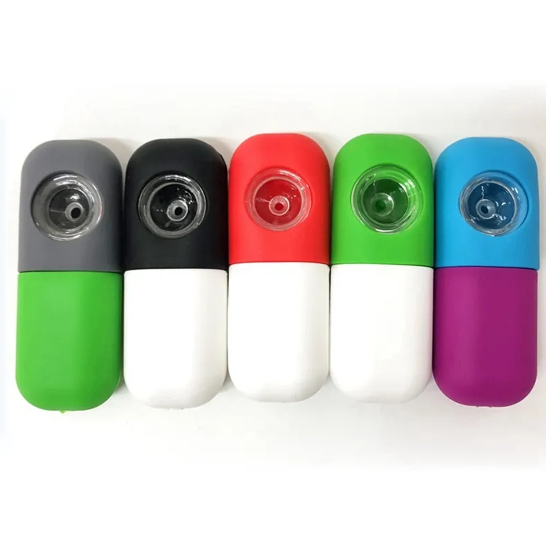 Pipa a mano in silicone colorato Stile pillola portatile Filtro in vetro rimovibile Cucchiaio monoforo Ciotola Secco Tabacco alle erbe Portasigarette Narghilè Pipa ad acqua Bong Fumo DHL