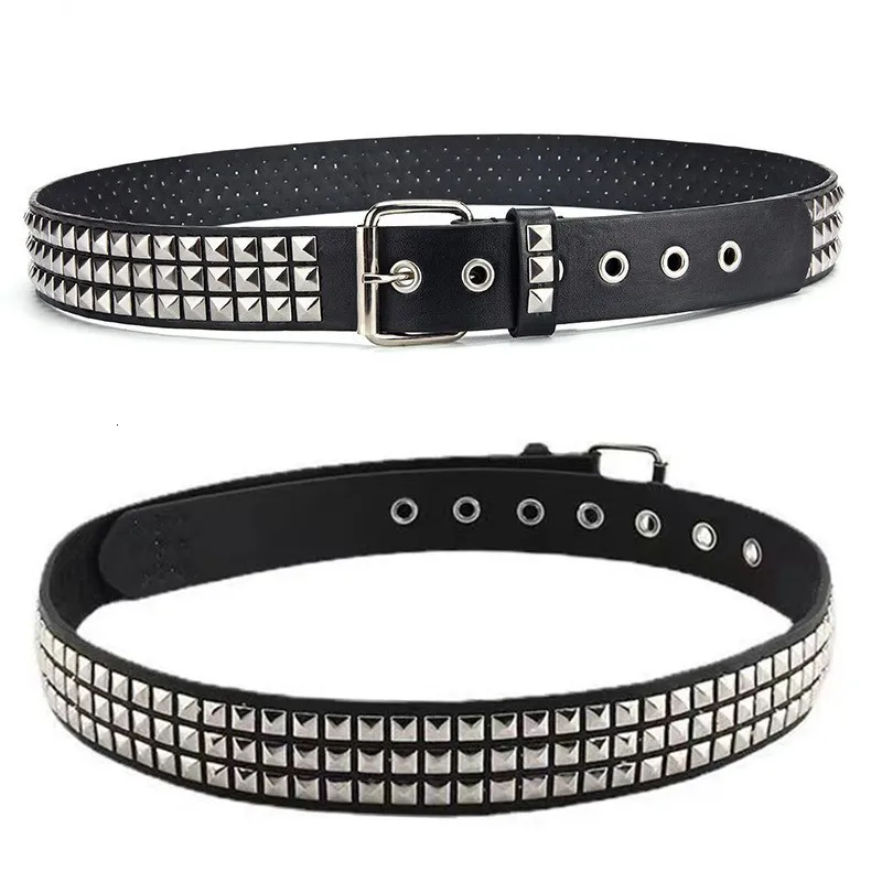 Mens leather studded belt deals