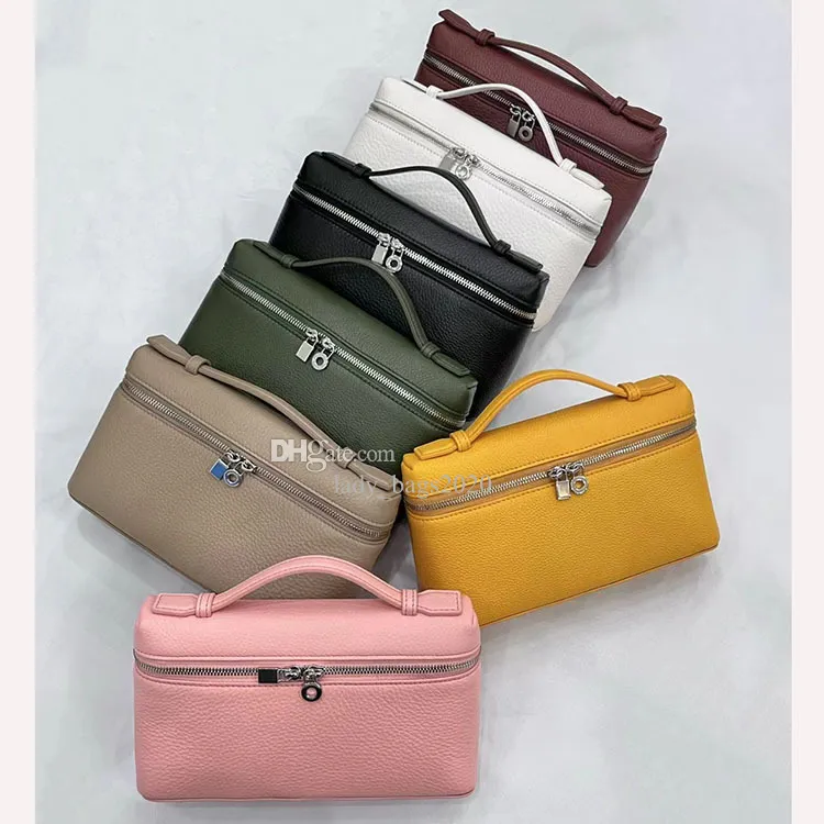 Loro L19 lunchbox tas LP vrouwen tas ontwerper make up tas echte struisvogel lederen canvas struisvogel gestrande handtas tweeweg rits schouder