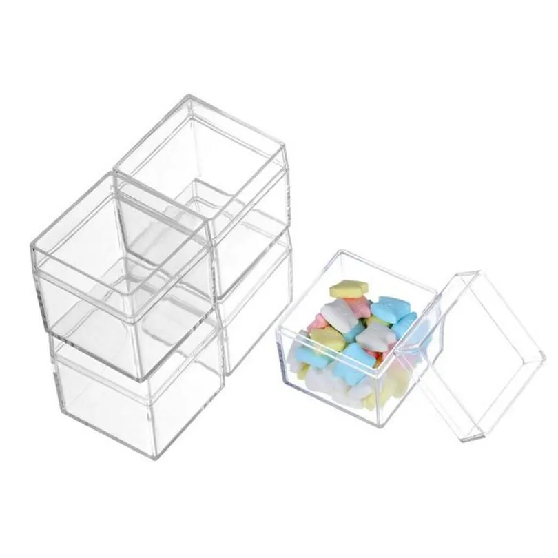 Gift Wrap 12Pcs Transparent Cube Party Accessories Supplies Candy Plastic Box Home Jewelry Srorage Drop Delivery Garden Fest Dhra5