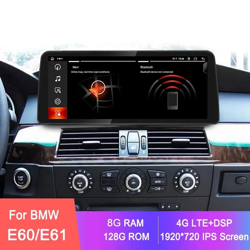 12.3inch 6G+128G Android Car Multimedia Player Radio For BMW Series E60/E61 4G LTE Carplay GPS Navi Touch Screen Stereo