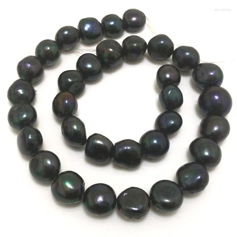 Choker 16 cali 12-15 mm Czarna naturalna barokowa perła luźna pasmo