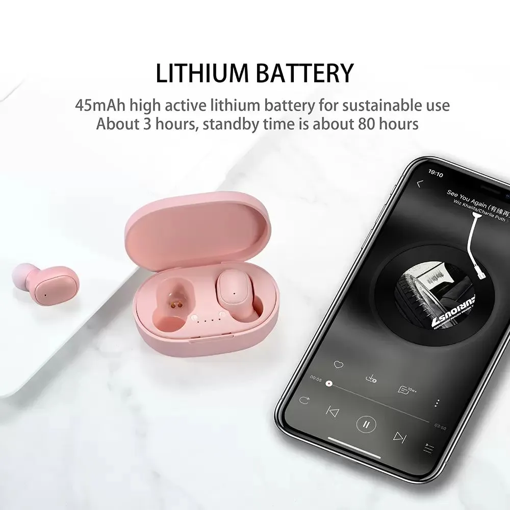 A6S Wireless Earphone TWS Bluetooth 5.0 أذن سماعات سماعة سماعة أذن مقاومة للماء مع الميكروفون للهاتف الذكي