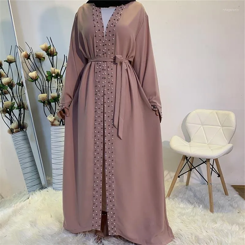 Modest Muslim Abaya With Pearls And Front Open Elegant Kimono Robe Abaya Dress For Womens Islamic Fashion From Rutageronly 36.67 DHgate.Com