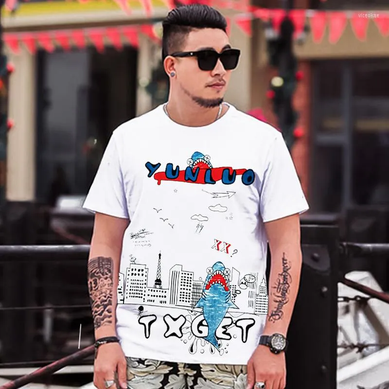 T-shirt da uomo Plus Size 4XL 5XL 6XL Summer Big Men Fashion Tees Abbigliamento oversize maschile T-shirt manica corta stampa fumetto 7XL