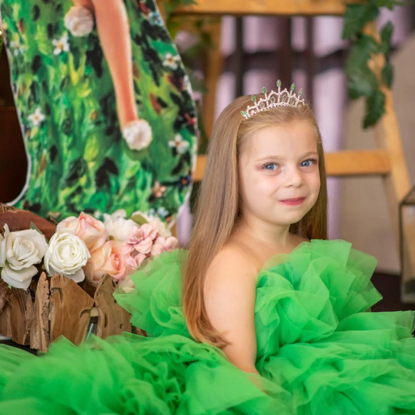 Extra Puffy Beaded Light Green Flower Girl long Green dress for Party, Pageants, Birthdays, and Photoshoots - Littery Kids Gown Extra Puffy Beaded Light Green Flower Girl long Green dress for Party, Pageants, Birthdays, and Photoshoots - Littery Kids Gown