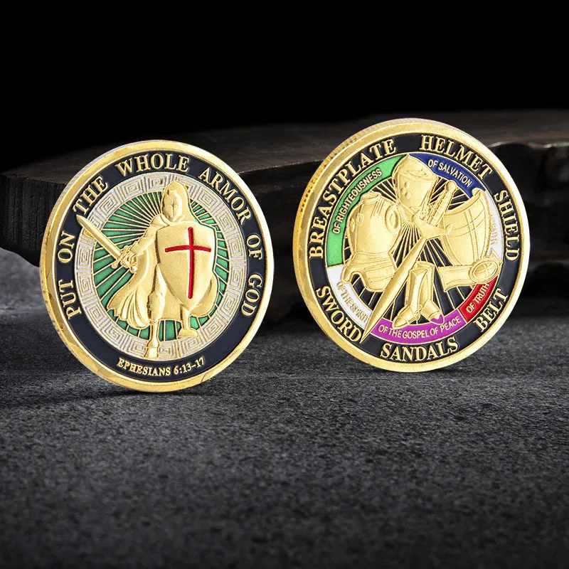 God God Challenge Coin Coin Prayermemorative Coinの鎧全体を着用する