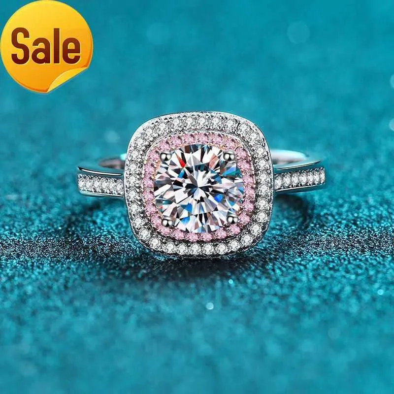 Moissanite Bijoux Or Blanc Pur 1 Ct Réel S925 Bague En Argent Sterling Marché Diamant Bagues De Fiançailles De Mariage Pour Les Femmes